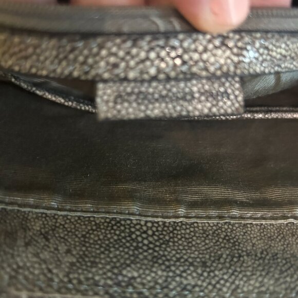 BCBG‎ Black White Stingray Print Leather Handbag Shoulder Bag Designer Tote - Picture 5 of 11